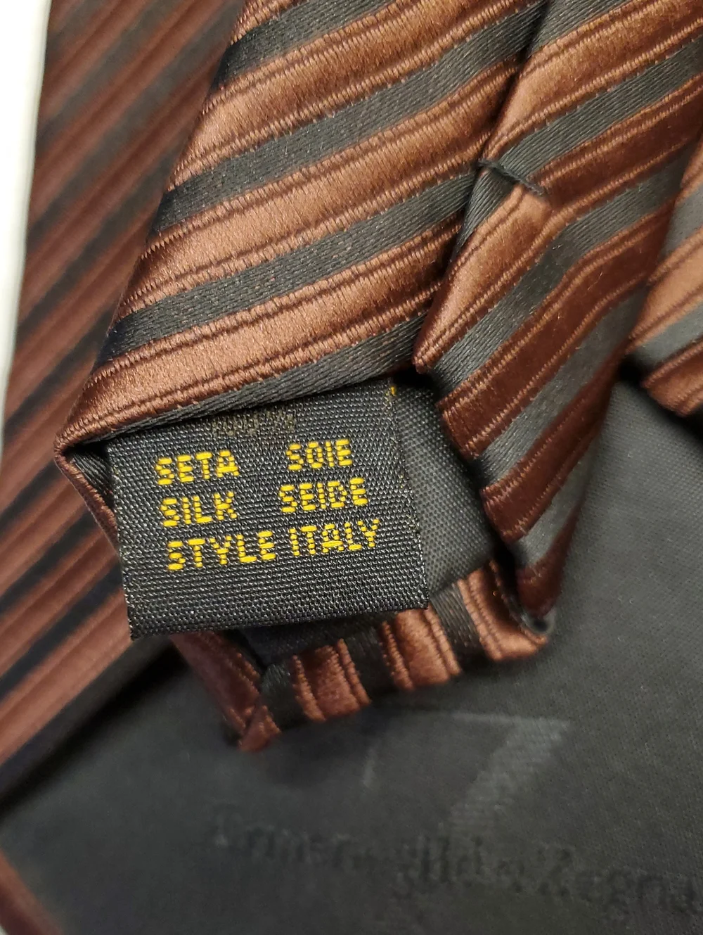 ERMENEGILDO ZEGNA 100% SILK Brown and Black Diagonal Striped Tie
